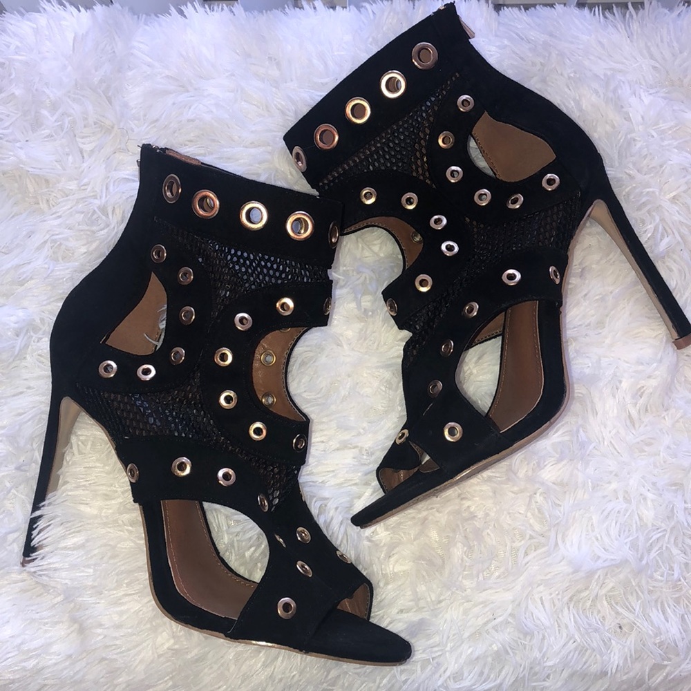Black stud heels
